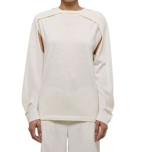 Helmut Lang Crewneck wool and silk sweater & shrug In ivory Size M